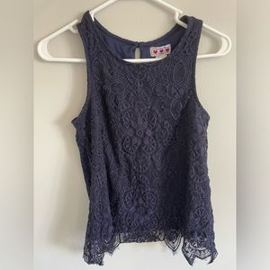 Dark Blue Lace Tank Top